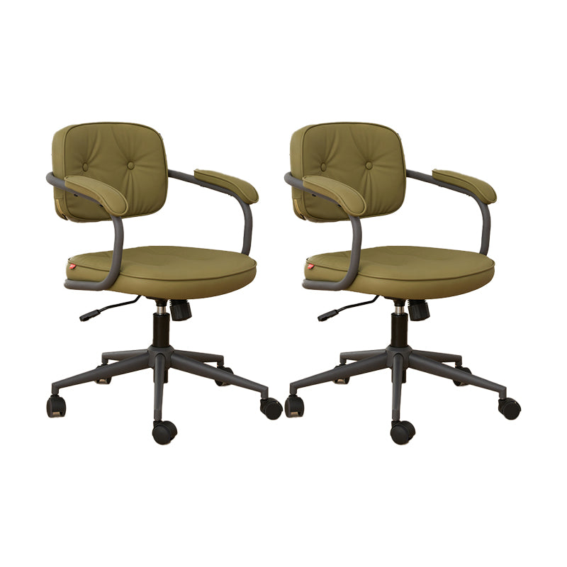 Modern Padded Arms Office Chair Tilt Mechanism Leather No Distressing Ergonomic Chair Green 2 Piece Set Clearhalo 'furn' 'furn_office_chair' 'Furniture' 'Office Chairs' 'Office Furniture' 'office_chair' 7473532