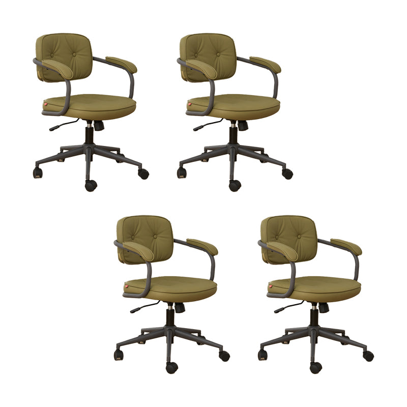 Modern Padded Arms Office Chair Tilt Mechanism Leather No Distressing Ergonomic Chair Green 4 Piece Set Clearhalo 'furn' 'furn_office_chair' 'Furniture' 'Office Chairs' 'Office Furniture' 'office_chair' 7473535