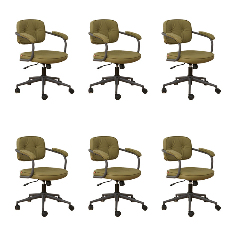 Modern Padded Arms Office Chair Tilt Mechanism Leather No Distressing Ergonomic Chair Green 6 Piece Set Clearhalo 'furn' 'furn_office_chair' 'Furniture' 'Office Chairs' 'Office Furniture' 'office_chair' 7473537