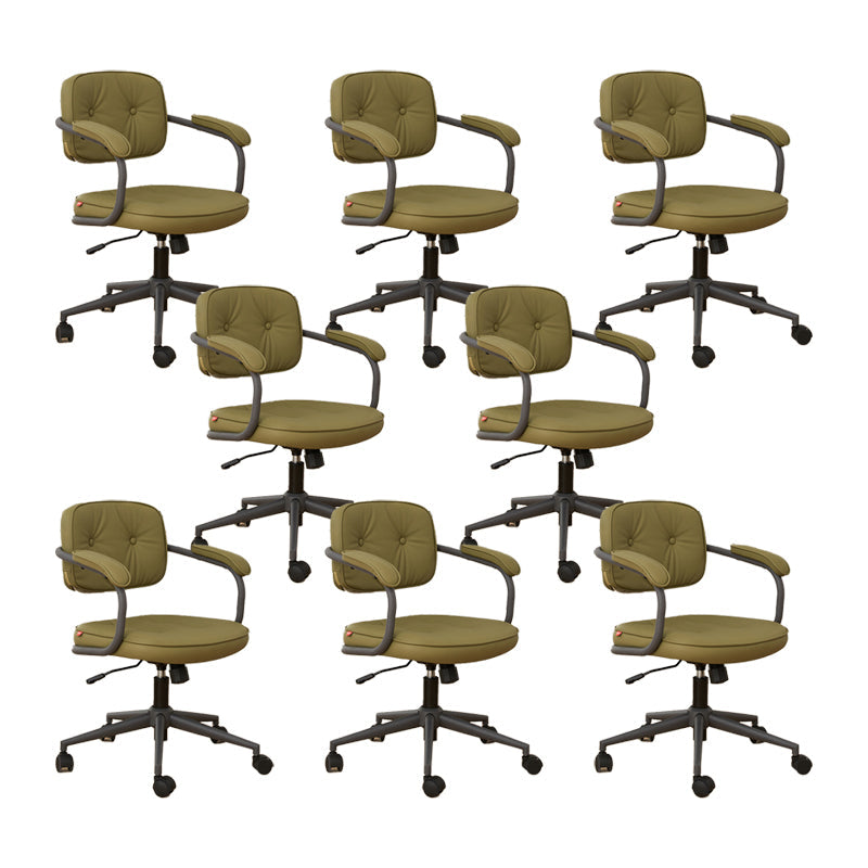 Modern Padded Arms Office Chair Tilt Mechanism Leather No Distressing Ergonomic Chair Green 8 Piece Set Clearhalo 'furn' 'furn_office_chair' 'Furniture' 'Office Chairs' 'Office Furniture' 'office_chair' 7473539