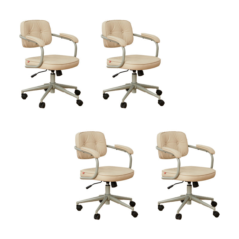 Modern Padded Arms Office Chair Tilt Mechanism Leather No Distressing Ergonomic Chair Off-White 4 Piece Set Clearhalo 'furn' 'furn_office_chair' 'Furniture' 'Office Chairs' 'Office Furniture' 'office_chair' 7473542