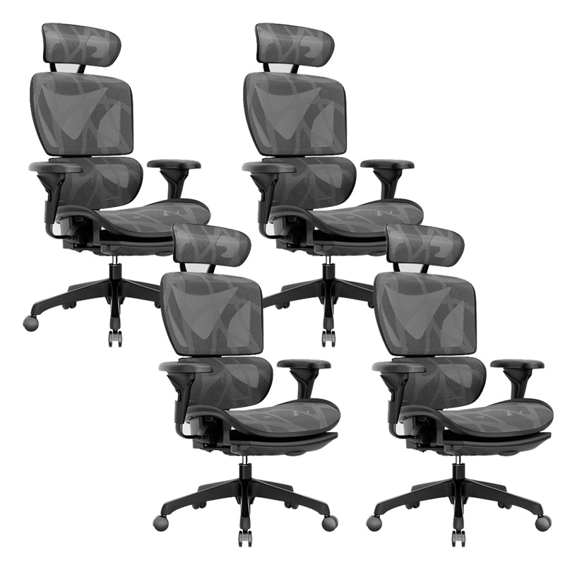 Modern Removable Arms Office Chair Adjustable Seat Height Slide Chair Black 4 Piece Set With Footrest Clearhalo 'furn' 'furn_office_chair' 'Furniture' 'Office Chairs' 'Office Furniture' 'office_chair' 7473614