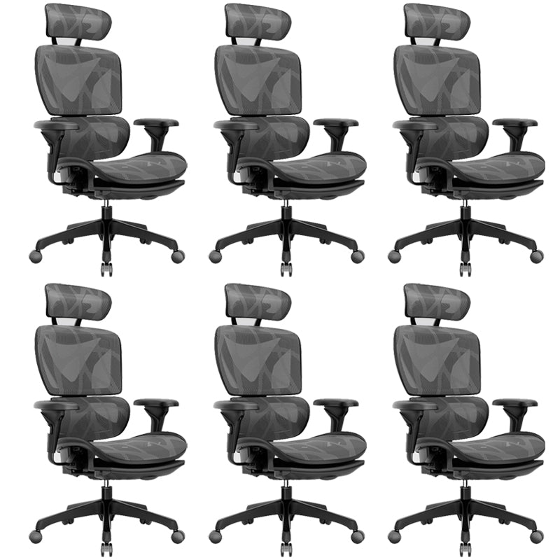 Modern Removable Arms Office Chair Adjustable Seat Height Slide Chair Black 6 Piece Set With Footrest Clearhalo 'furn' 'furn_office_chair' 'Furniture' 'Office Chairs' 'Office Furniture' 'office_chair' 7473617