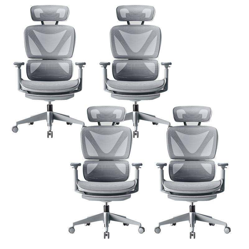 Modern Removable Arms Office Chair Adjustable Seat Height Slide Chair Light Gray 4 Piece Set With Footrest Clearhalo 'furn' 'furn_office_chair' 'Furniture' 'Office Chairs' 'Office Furniture' 'office_chair' 7473624