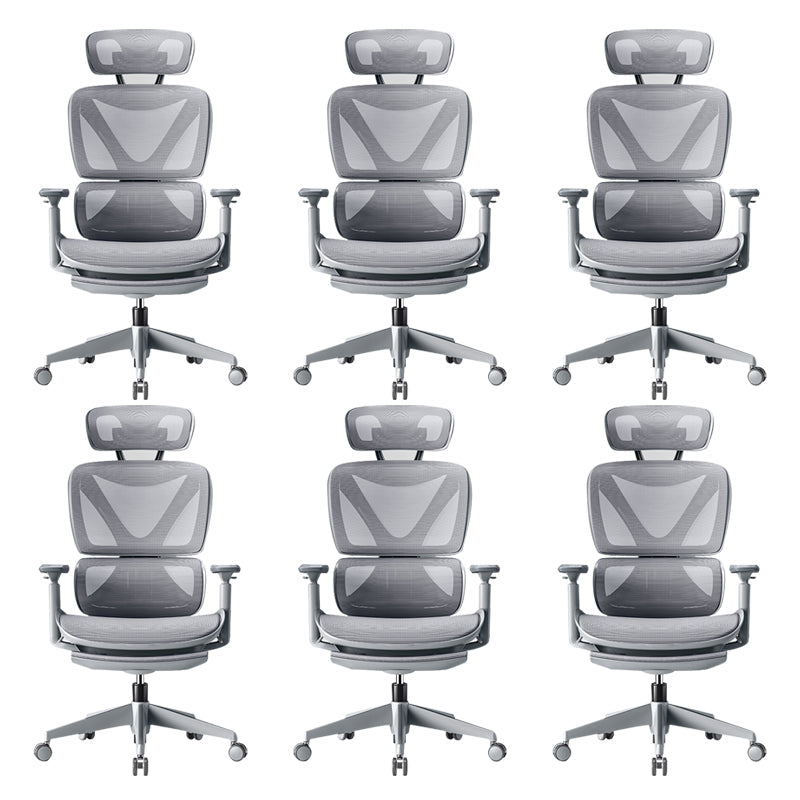 Modern Removable Arms Office Chair Adjustable Seat Height Slide Chair Light Gray 6 Piece Set With Footrest Clearhalo 'furn' 'furn_office_chair' 'Furniture' 'Office Chairs' 'Office Furniture' 'office_chair' 7473625