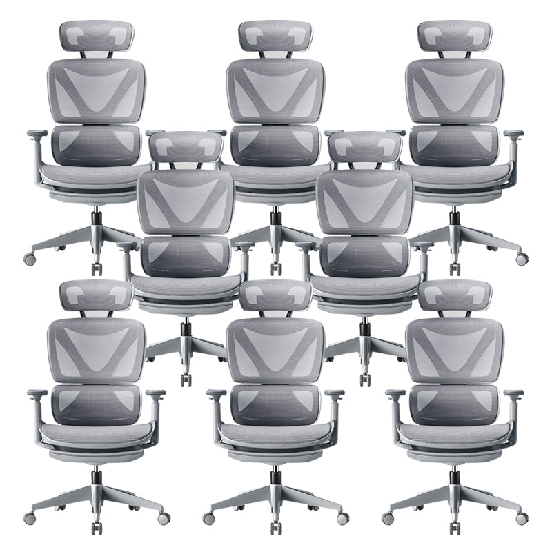 Modern Removable Arms Office Chair Adjustable Seat Height Slide Chair Light Gray 8 Piece Set With Footrest Clearhalo 'furn' 'furn_office_chair' 'Furniture' 'Office Chairs' 'Office Furniture' 'office_chair' 7473626