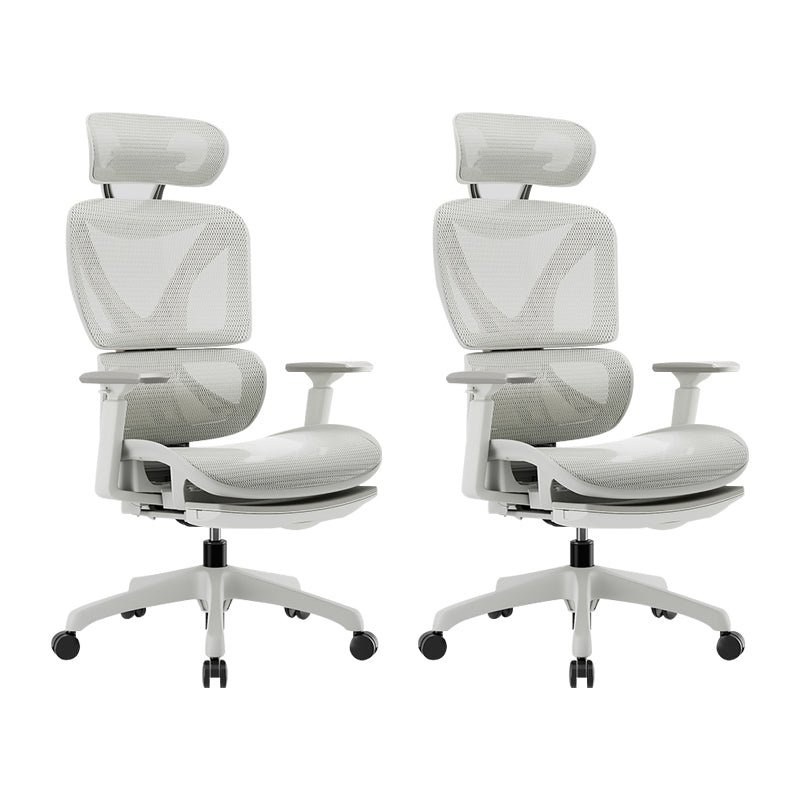 Modern Removable Arms Office Chair Adjustable Seat Height Slide Chair White 2 Piece Set With Footrest Clearhalo 'furn' 'furn_office_chair' 'Furniture' 'Office Chairs' 'Office Furniture' 'office_chair' 7473627