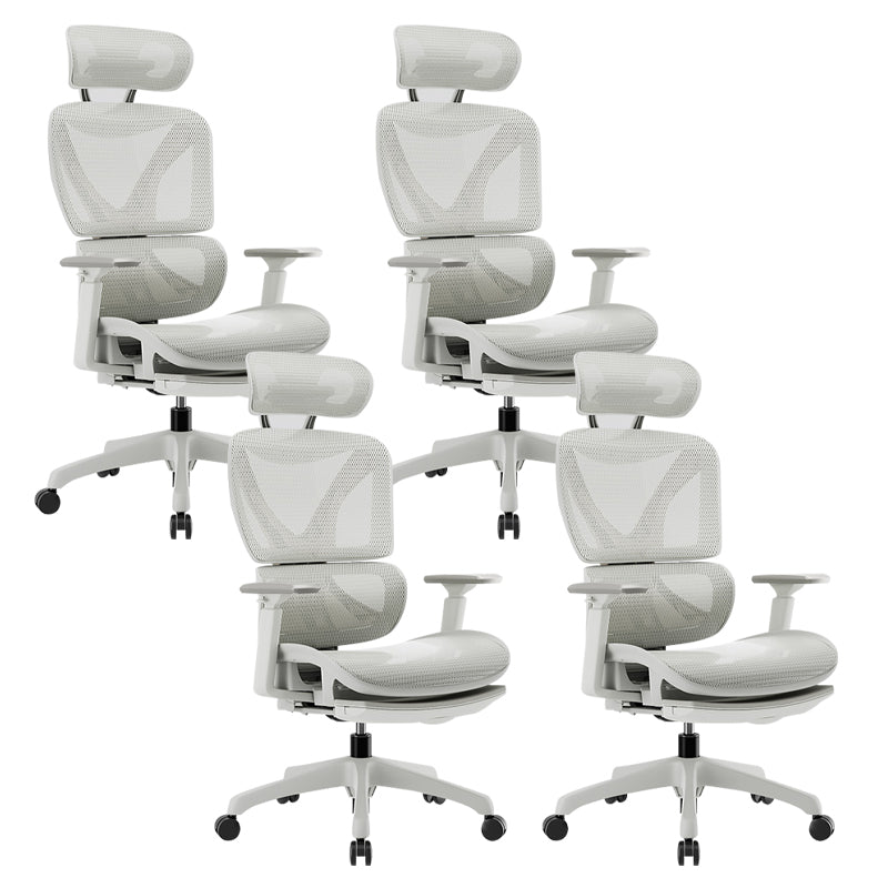 Modern Removable Arms Office Chair Adjustable Seat Height Slide Chair White 4 Piece Set With Footrest Clearhalo 'furn' 'furn_office_chair' 'Furniture' 'Office Chairs' 'Office Furniture' 'office_chair' 7473628