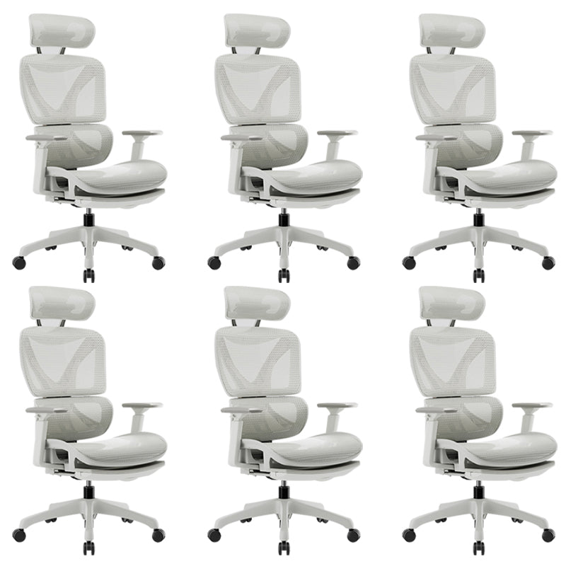 Modern Removable Arms Office Chair Adjustable Seat Height Slide Chair White 6 Piece Set With Footrest Clearhalo 'furn' 'furn_office_chair' 'Furniture' 'Office Chairs' 'Office Furniture' 'office_chair' 7473629
