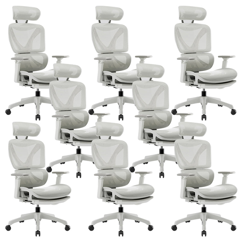 Modern Removable Arms Office Chair Adjustable Seat Height Slide Chair White 8 Piece Set With Footrest Clearhalo 'furn' 'furn_office_chair' 'Furniture' 'Office Chairs' 'Office Furniture' 'office_chair' 7473630