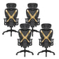 Modern Removable Arms Office Chair Adjustable Seat Height Slide Chair Black-Gold 4 Piece Set With Footrest Clearhalo 'furn' 'furn_office_chair' 'Furniture' 'Office Chairs' 'Office Furniture' 'office_chair' 7473633