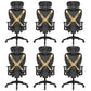 Modern Removable Arms Office Chair Adjustable Seat Height Slide Chair Black-Gold 6 Piece Set With Footrest Clearhalo 'furn' 'furn_office_chair' 'Furniture' 'Office Chairs' 'Office Furniture' 'office_chair' 7473634