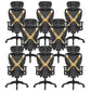 Modern Removable Arms Office Chair Adjustable Seat Height Slide Chair Black-Gold 8 Piece Set With Footrest Clearhalo 'furn' 'furn_office_chair' 'Furniture' 'Office Chairs' 'Office Furniture' 'office_chair' 7473635