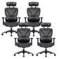 Modern Removable Arms Office Chair Adjustable Seat Height Slide Chair Black-Black 4 Piece Set With Footrest Clearhalo 'furn' 'furn_office_chair' 'Furniture' 'Office Chairs' 'Office Furniture' 'office_chair' 7473638