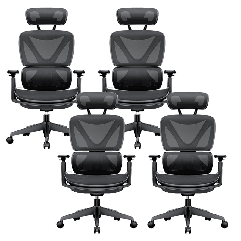 Modern Removable Arms Office Chair Adjustable Seat Height Slide Chair Black-Black 4 Piece Set With Footrest Clearhalo 'furn' 'furn_office_chair' 'Furniture' 'Office Chairs' 'Office Furniture' 'office_chair' 7473638