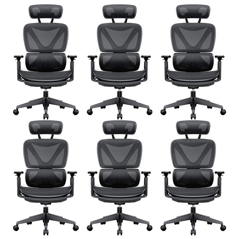 Modern Removable Arms Office Chair Adjustable Seat Height Slide Chair Black-Black 6 Piece Set With Footrest Clearhalo 'furn' 'furn_office_chair' 'Furniture' 'Office Chairs' 'Office Furniture' 'office_chair' 7473639