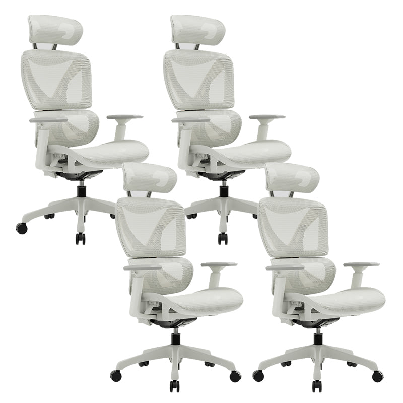 Modern Removable Arms Office Chair Adjustable Seat Height Slide Chair White 4 Piece Set Without Footrest Clearhalo 'furn' 'furn_office_chair' 'Furniture' 'Office Chairs' 'Office Furniture' 'office_chair' 7473643