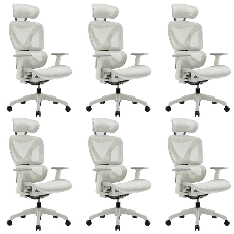Modern Removable Arms Office Chair Adjustable Seat Height Slide Chair White 6 Piece Set Without Footrest Clearhalo 'furn' 'furn_office_chair' 'Furniture' 'Office Chairs' 'Office Furniture' 'office_chair' 7473644
