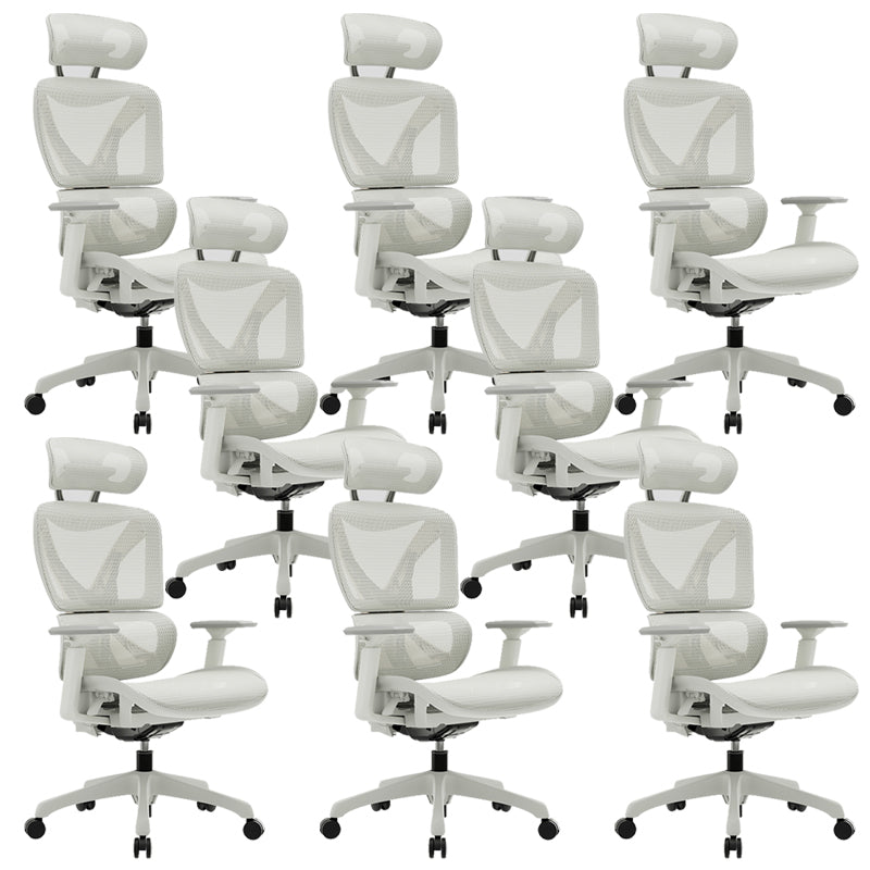 Modern Removable Arms Office Chair Adjustable Seat Height Slide Chair White 8 Piece Set Without Footrest Clearhalo 'furn' 'furn_office_chair' 'Furniture' 'Office Chairs' 'Office Furniture' 'office_chair' 7473645