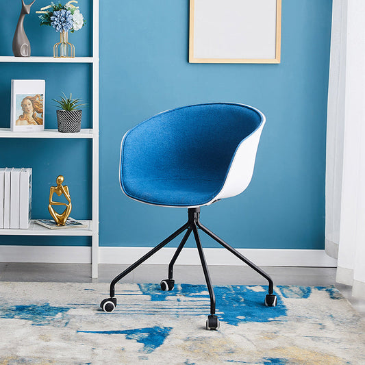 Modern Armless Office Chair No Distressing Desk Chair with Wheels Blue 1 Piece Steel