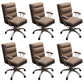 Modern Fixed Arms Office Chair Leather No Distressing Ergonomic Slide Chair