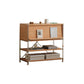 Open Back Horizontal Bookshelf Contemporary Solid Wood Bookshelf for Office