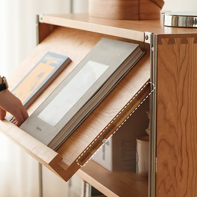 Open Back Horizontal Bookshelf Contemporary Solid Wood Bookshelf for Office