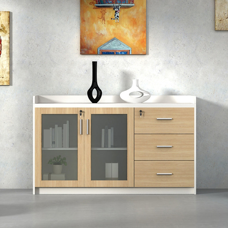 Modern Style File Cabinet Wooden Frame Storage Lateral File Cabinet 47"L x 16"W x 31"H Yellow White Clearhalo 'Filing Cabinets' 'filling_cabinets' 'furn' 'furn_filling_cabinets' 'Furniture' 'Office Furniture' 7474544