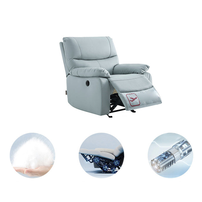 Contemporary Home Theater Recliner Metal Solid Color Arm Reclining Chair Blue Clearhalo 'Chairs & Seating' 'furn' 'furn_recliners' 'Furniture' 'Living Room Furniture' 'Recliners' 7475007