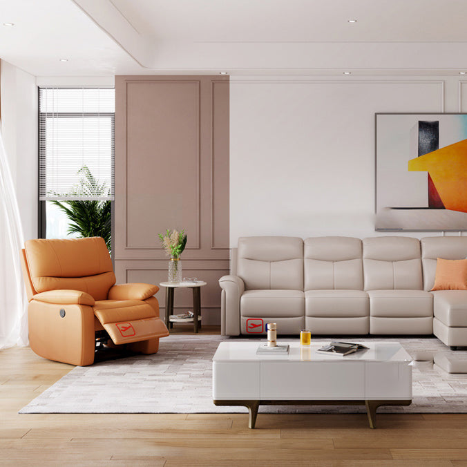 Contemporary Home Theater Recliner Metal Solid Color Arm Reclining Chair Clearhalo 'Chairs & Seating' 'furn' 'furn_recliners' 'Furniture' 'Living Room Furniture' 'Recliners' 7475008