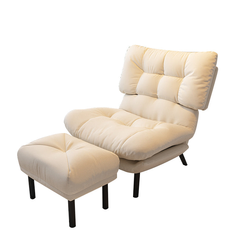 Scandinavian Recliner Chair Metal Manual Recliner Chair with Footrest Deck Chair with Ottoman Beige Clearhalo 'Chairs & Seating' 'furn' 'furn_recliners' 'Furniture' 'Living Room Furniture' 'Recliners' 7475055