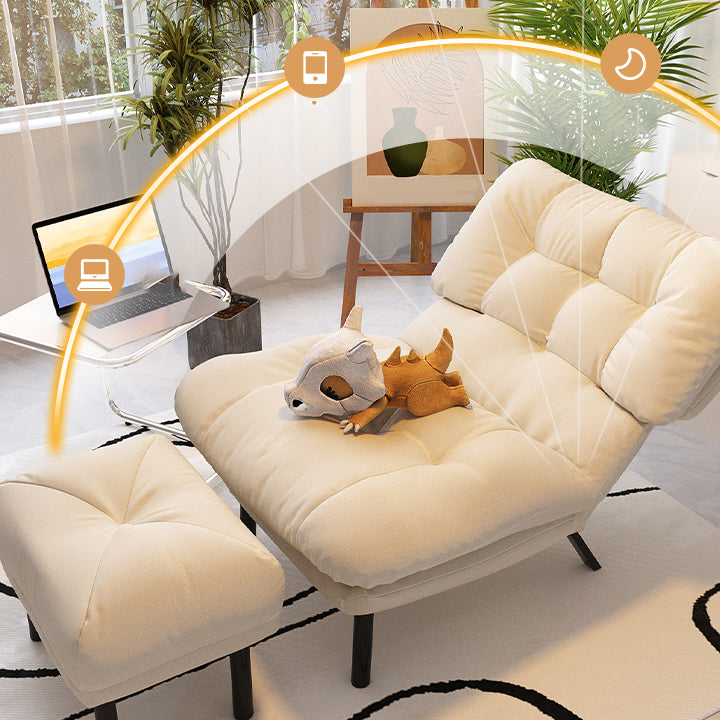 Scandinavian Recliner Chair Metal Manual Recliner Chair with Footrest Clearhalo 'Chairs & Seating' 'furn' 'furn_recliners' 'Furniture' 'Living Room Furniture' 'Recliners' 7475060