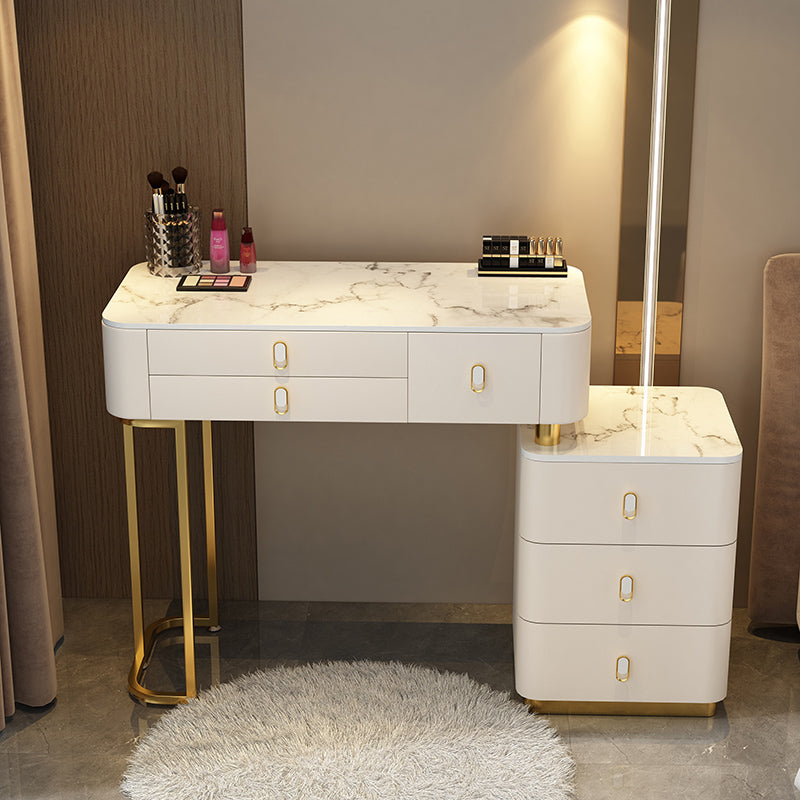 Glam Bedroom Vanity Dressing Table Stone Makeup Vanity Desk with Drawer