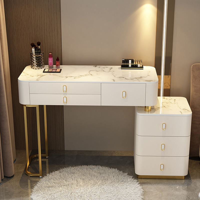 Glam Bedroom Vanity Dressing Table Stone Makeup Vanity Desk with Drawer