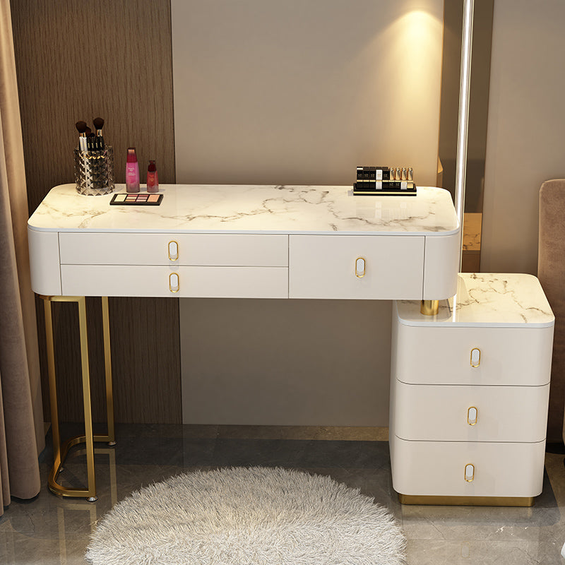 Glam Bedroom Vanity Dressing Table Stone Makeup Vanity Desk with Drawer