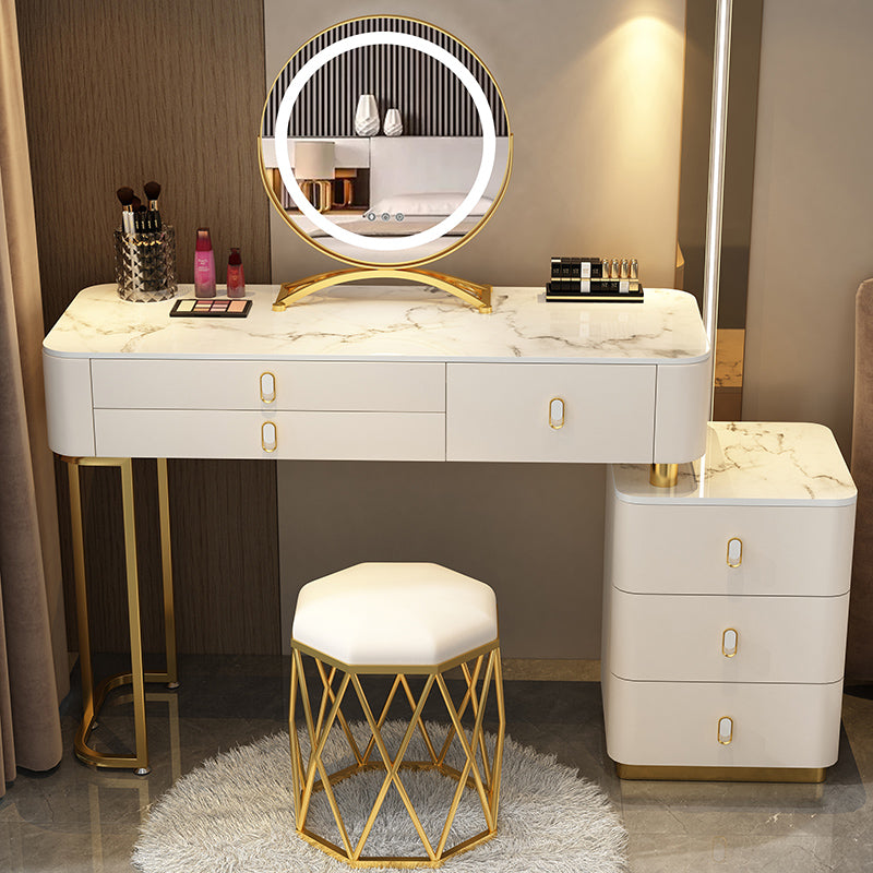 Glam Bedroom Vanity Dressing Table Stone Makeup Vanity Desk with Drawer