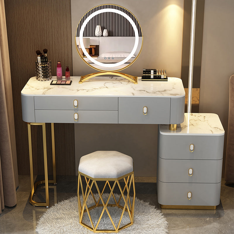 Glam Bedroom Vanity Dressing Table Stone Makeup Vanity Desk with Drawer