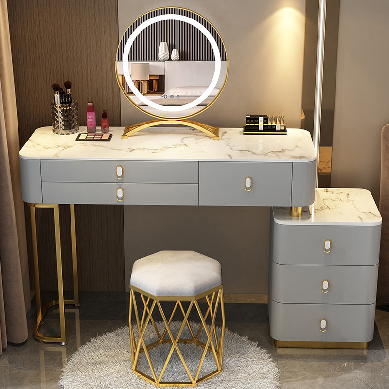 Glam Bedroom Vanity Dressing Table Stone Makeup Vanity Desk with Drawer