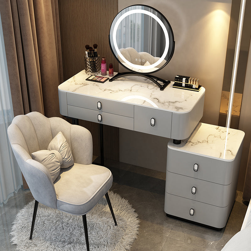 Glam Bedroom Vanity Dressing Table Stone Makeup Vanity Desk with Drawer