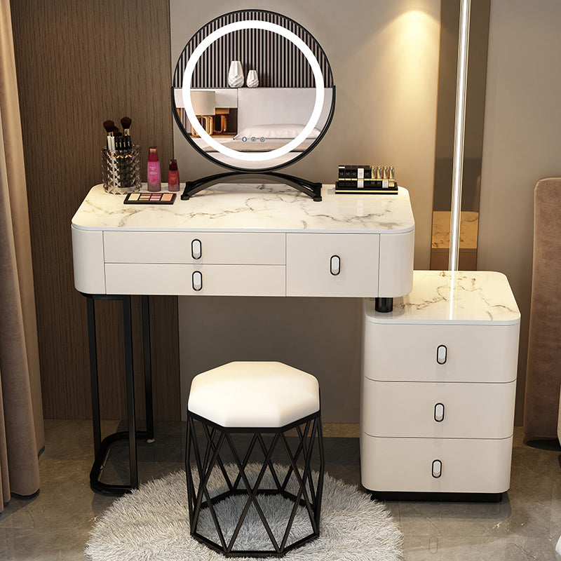 Glam Bedroom Vanity Dressing Table Stone Makeup Vanity Desk with Drawer