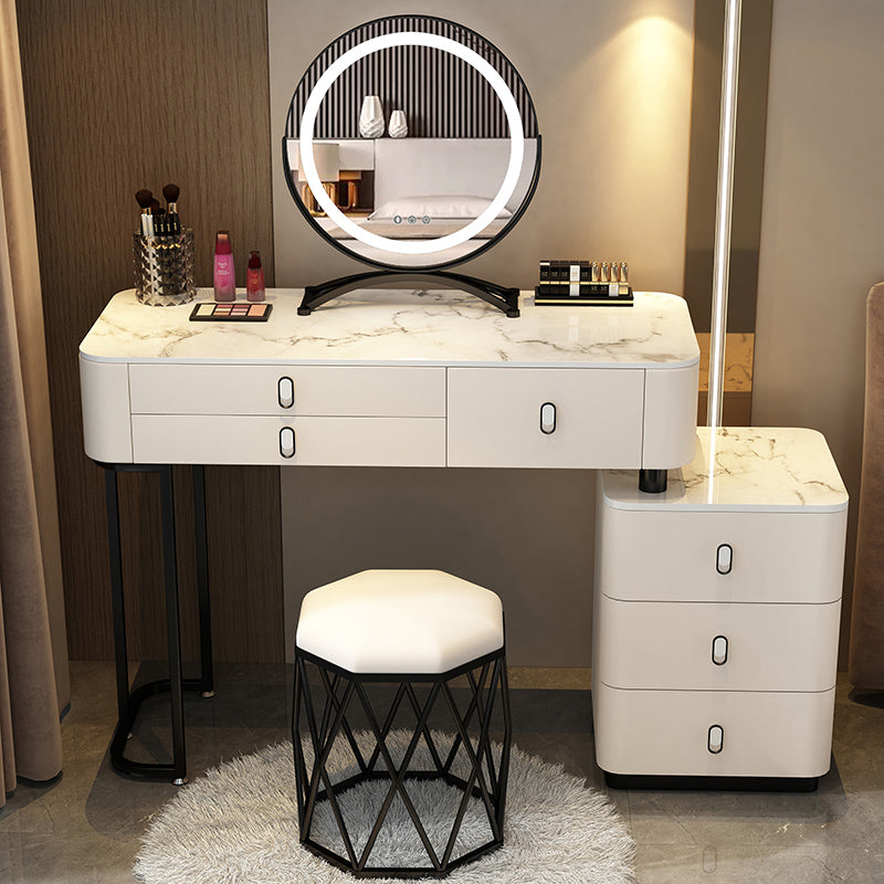 Glam Bedroom Vanity Dressing Table Stone Makeup Vanity Desk with Drawer