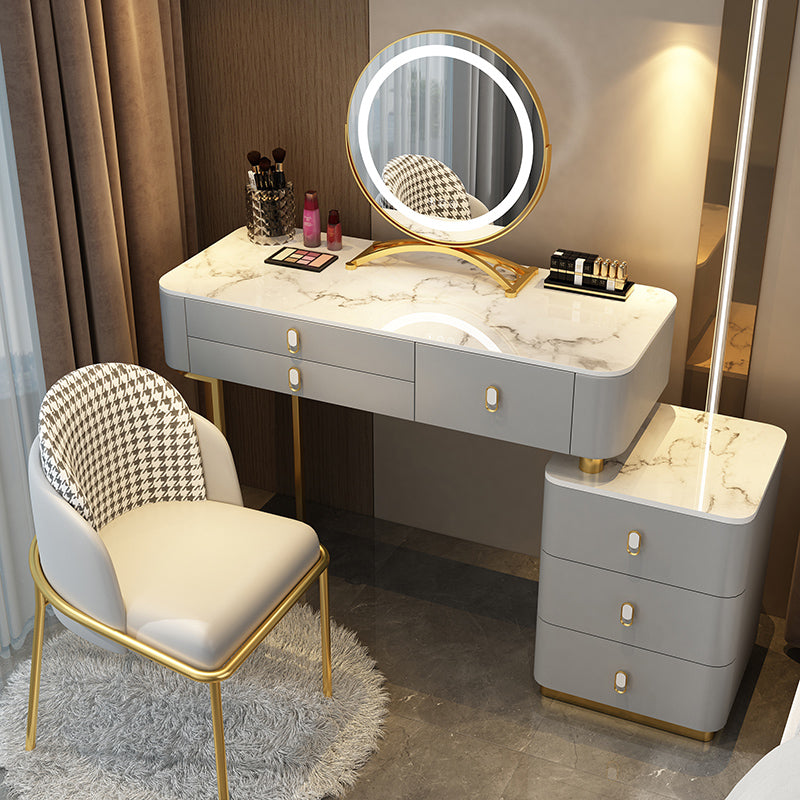 Glam Bedroom Vanity Dressing Table Stone Makeup Vanity Desk with Drawer