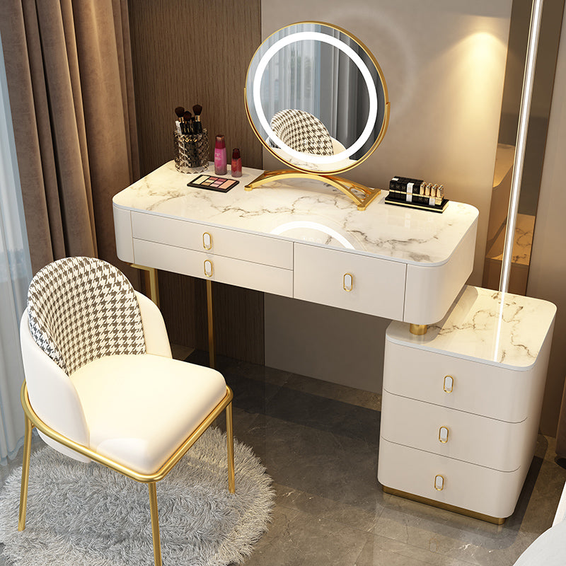 Glam Bedroom Vanity Dressing Table Stone Makeup Vanity Desk with Drawer