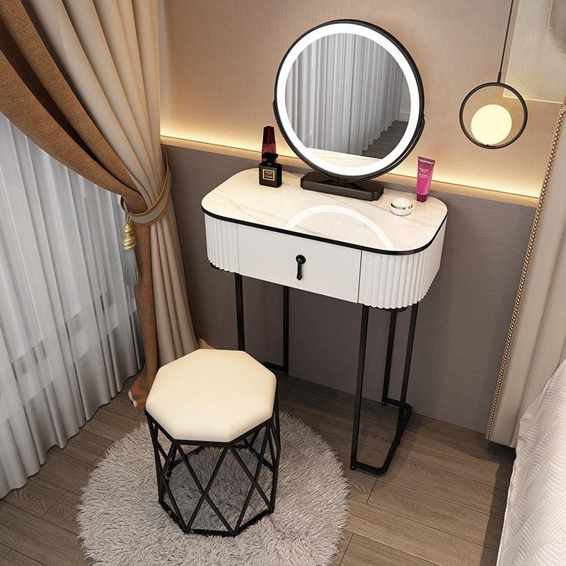 Modern Bedroom Vanity Dressing Table Mirror Wood Makeup Vanity Desk with Drawer