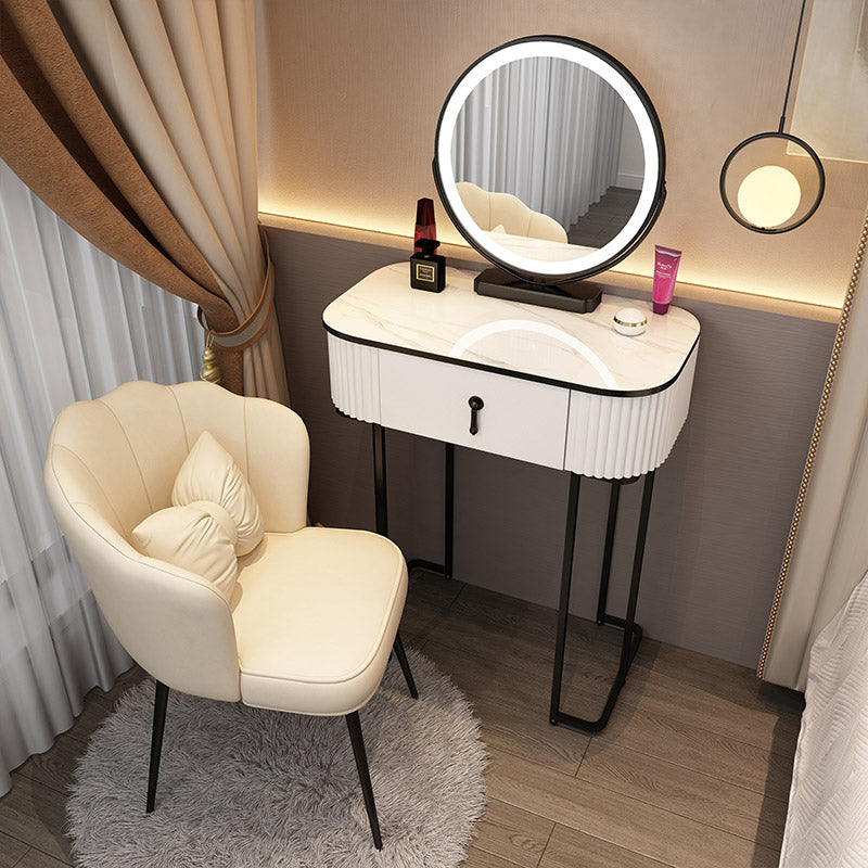 Modern Bedroom Vanity Dressing Table Mirror Wood Makeup Vanity Desk with Drawer