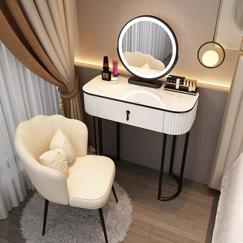 Modern Bedroom Vanity Dressing Table Mirror Wood Makeup Vanity Desk with Drawer