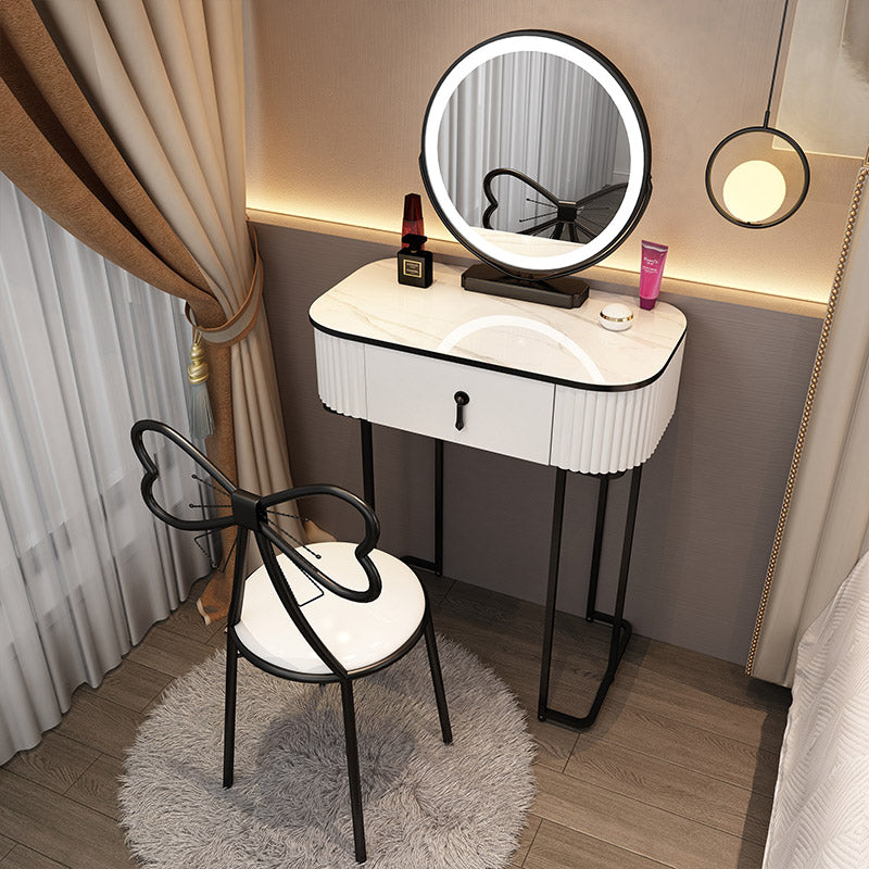 Modern Bedroom Vanity Dressing Table Mirror Wood Makeup Vanity Desk with Drawer