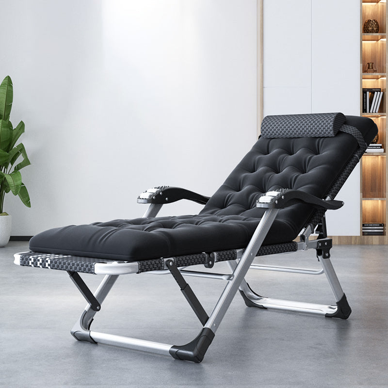 Modern Style Metal Frame Standard Recliner Foldable Recliner Chair Black Clearhalo 'Chairs & Seating' 'furn' 'furn_recliners' 'Furniture' 'Living Room Furniture' 'Recliners' 7475528