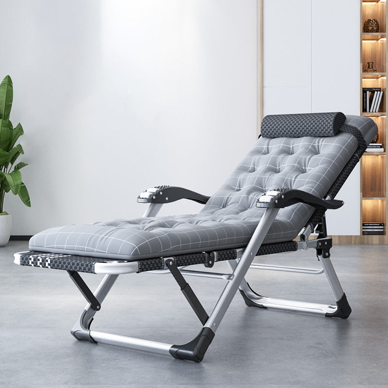 Modern Style Metal Frame Standard Recliner Foldable Recliner Chair Gray Clearhalo 'Chairs & Seating' 'furn' 'furn_recliners' 'Furniture' 'Living Room Furniture' 'Recliners' 7475530