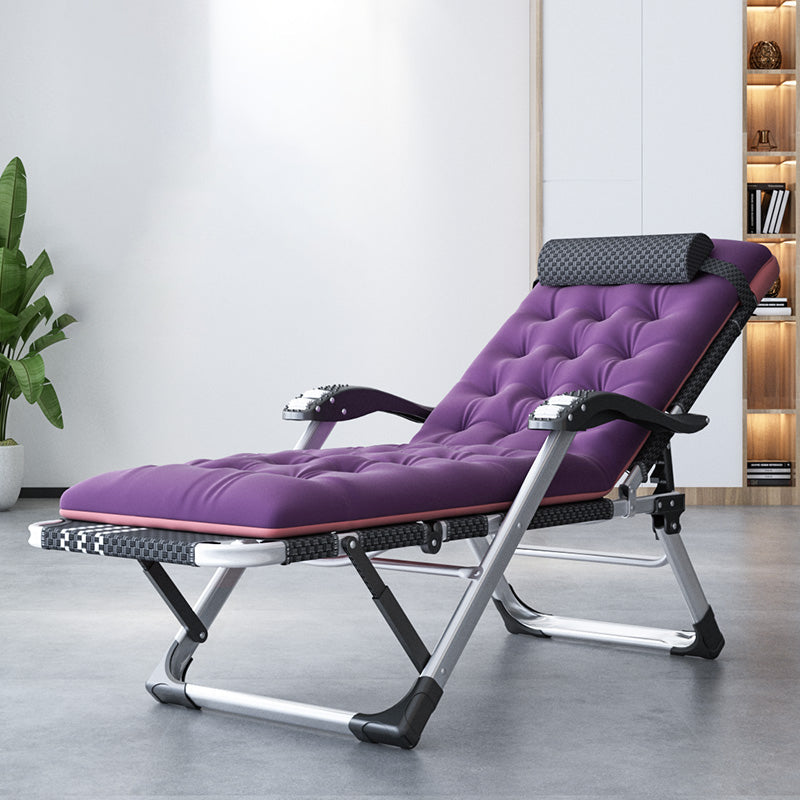 Modern Style Metal Frame Standard Recliner Foldable Recliner Chair Violet Clearhalo 'Chairs & Seating' 'furn' 'furn_recliners' 'Furniture' 'Living Room Furniture' 'Recliners' 7475533